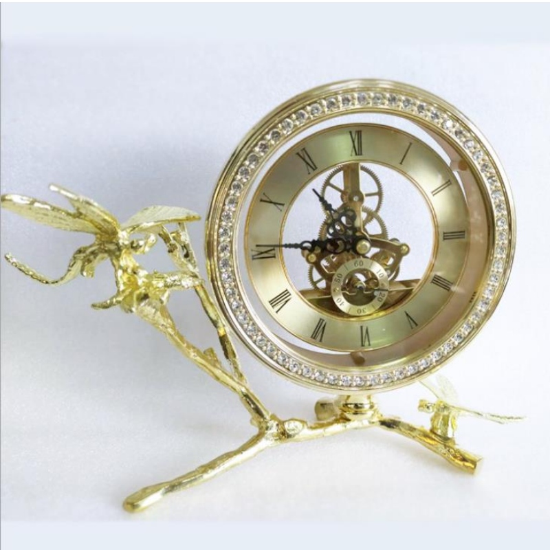 Relógio criativo de Luxo leve, relógio de metal americano, relógio de secretária moderno, quarto de cabeceira, quarto de cabeceira...